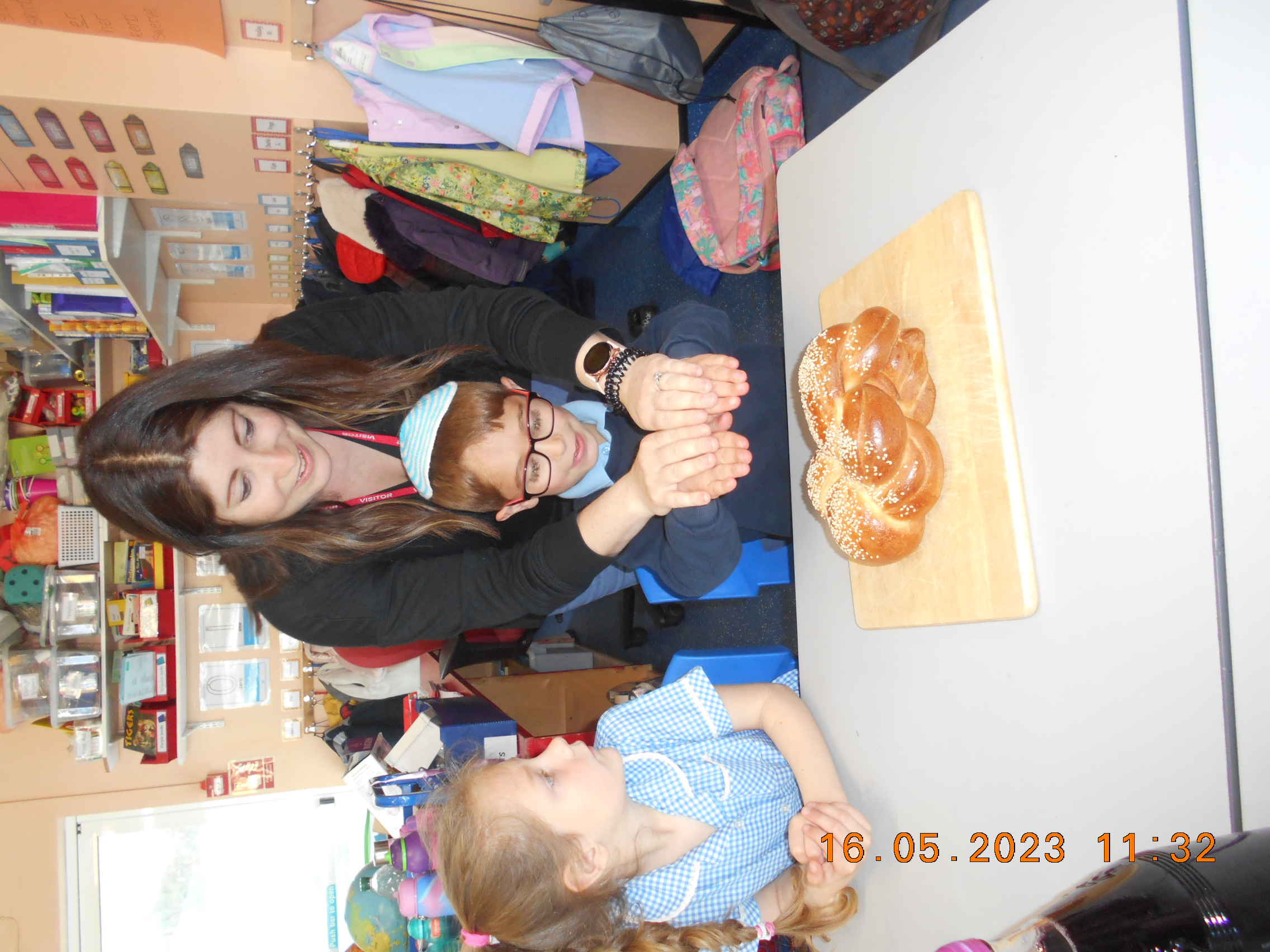 Year 1 re-enacting a Shabbat meal